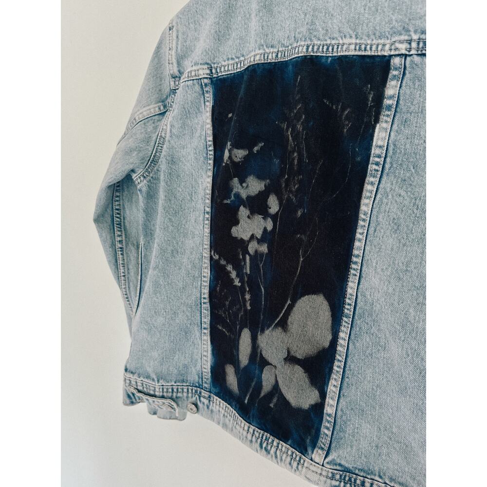 Botanical Cyanotype Denim Jacket | One-of-a-Kind Upcycled Jean Jacket